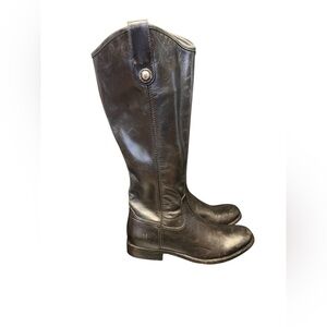 Frye 'Melissa Button' Leather Riding Boot Black Size 6